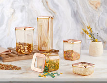 Görseli Galeri görüntüleyiciye yükleyin, Square Food Storage Box Copper 5 Piece Set