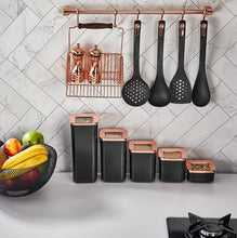 Load image into Gallery viewer, Square Black / Copper Food Storage Box 5 Piece Set