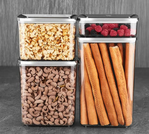 Rectangular Food Storage Box Silver 4 Piece Set