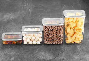 Rectangular Food Storage Box Silver 4 Piece Set