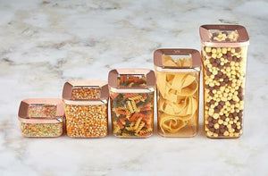 Square Food Storage Box Copper 5 Piece Set
