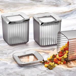 Square Silver Storage Box 3x800ml