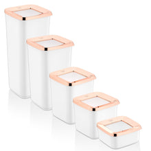 Görseli Galeri görüntüleyiciye yükleyin, Square White / Copper Food Storage Box 5 Piece Set
