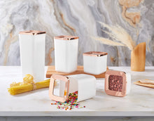 Görseli Galeri görüntüleyiciye yükleyin, Square White / Copper Food Storage Box 5 Piece Set
